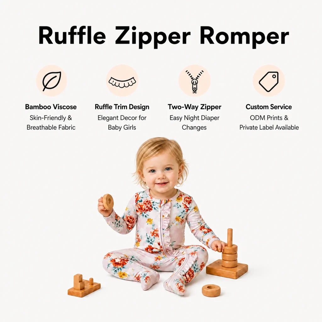 Ruffle Baby Zipper Romper