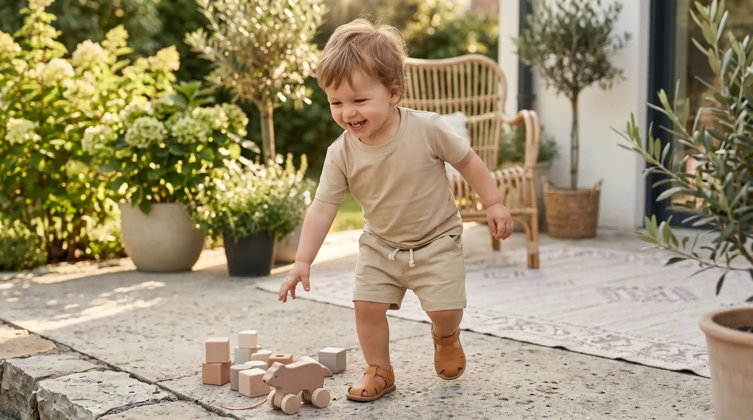 Toddler in casual short sleeve outfit